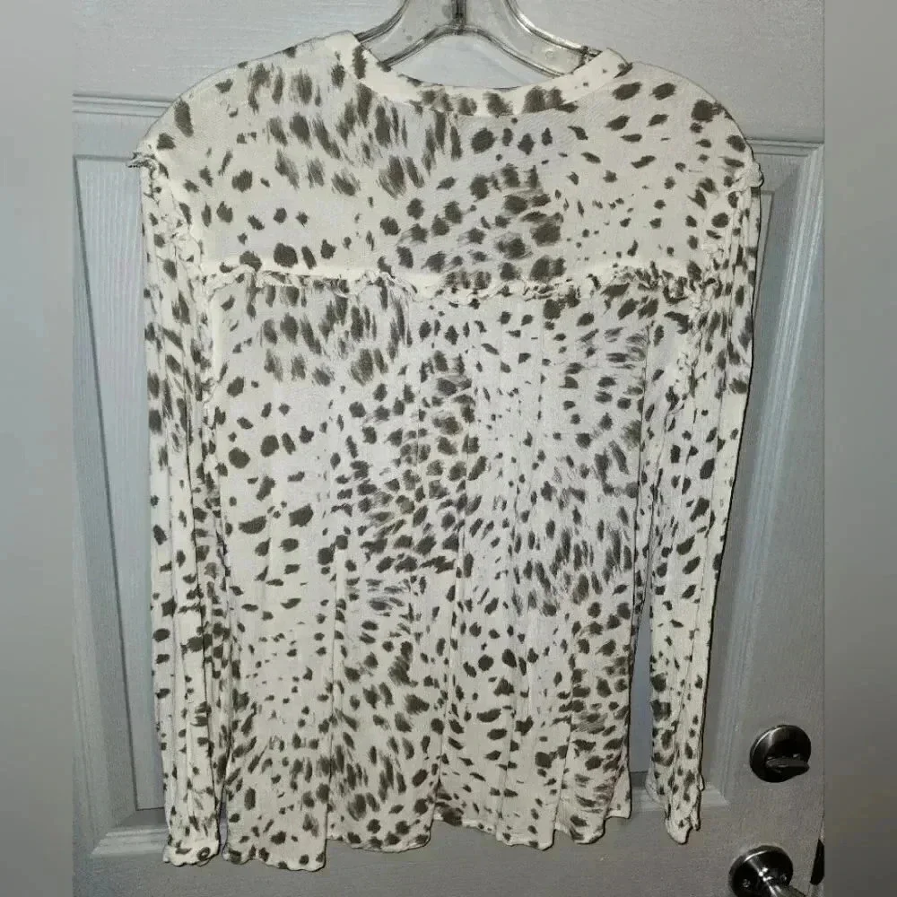 Rails Lydia Puma Animal Print Long Sleeve Lightweight Top Blouse M